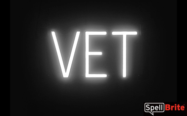 VET sign, featuring LED lights that look like neon VET signs
