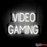 VIDEO GAMING sign, featuring LED lights that look like neon VIDEO GAMING signs