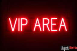 VIP Area sign, featuring LED lights that look like neon VIP Area signs