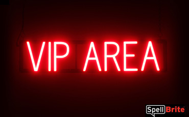VIP Area sign, featuring LED lights that look like neon VIP Area signs