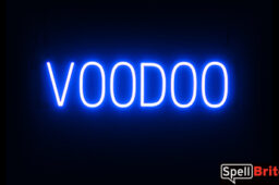 VOODOO sign, featuring LED lights that look like neon VOODOO signs