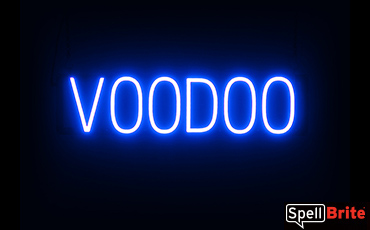 VOODOO sign, featuring LED lights that look like neon VOODOO signs