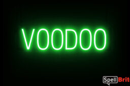 VOODOO sign, featuring LED lights that look like neon VOODOO signs