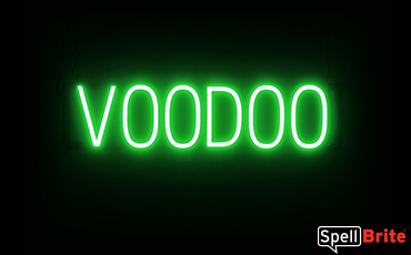 VOODOO sign, featuring LED lights that look like neon VOODOO signs