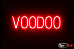 VOODOO sign, featuring LED lights that look like neon VOODOO signs