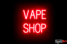 VAPE SHOP sign, featuring LED lights that look like neon VAPE SHOP signs