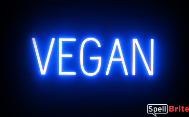 VEGAN Sign – SpellBrite’s LED Sign Alternative to Neon VEGAN Signs for Restaurants in Blue