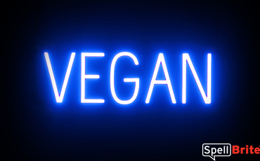 VEGAN sign, featuring LED lights that look like neon VEGAN signs