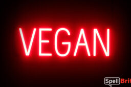 VEGAN Sign – SpellBrite’s LED Sign Alternative to Neon VEGAN Signs for Restaurants in Red