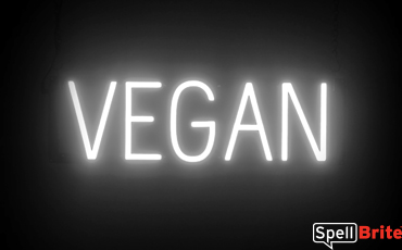 VEGAN Sign – SpellBrite’s LED Sign Alternative to Neon VEGAN Signs for Restaurants in White