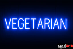 VEGETARIAN Sign – SpellBrite’s LED Sign Alternative to Neon VEGETARIAN Signs for Restaurants in Blue