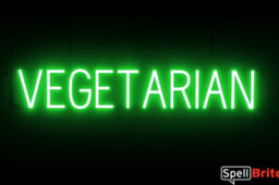 VEGETARIAN Sign – SpellBrite’s LED Sign Alternative to Neon VEGETARIAN Signs for Restaurants in Green