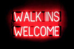 WALK INS WELCOME lighted LED signs that uses interchangeable letters to make custom signs