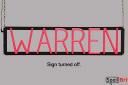 WARREN sign, featuring LED lights that look like neon WARREN signs