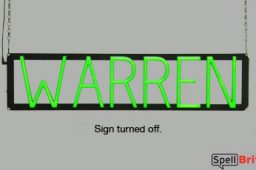 WARREN sign, featuring LED lights that look like neon WARREN signs