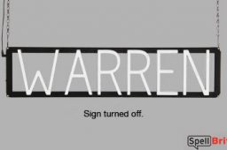 WARREN sign, featuring LED lights that look like neon WARREN signs