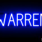 WARREN sign, featuring LED lights that look like neon WARREN signs