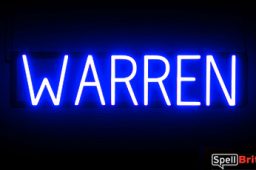 WARREN sign, featuring LED lights that look like neon WARREN signs