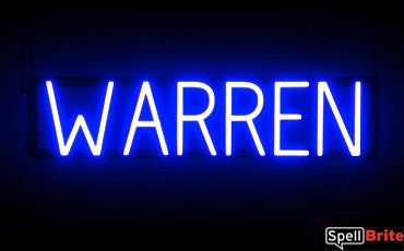 WARREN sign, featuring LED lights that look like neon WARREN signs
