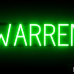 WARREN sign, featuring LED lights that look like neon WARREN signs