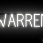 WARREN sign, featuring LED lights that look like neon WARREN signs