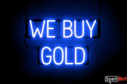 WE BUY GOLD sign, featuring LED lights that look like neon WE BUY GOLD signs