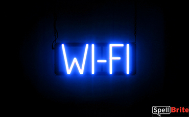 WI FI sign, featuring LED lights that look like neon WI FI signs