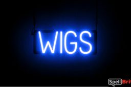 WIGS sign, featuring LED lights that look like neon WIG signs