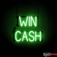 WIN CASH! LED Sign in Green, Neon Look
