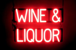 WINE & LIQUOR lighted LED signs that use interchangeable letters to make business signs