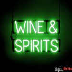 WINE SPIRITS sign, featuring LED lights that look like neon WINE SPIRITS signs