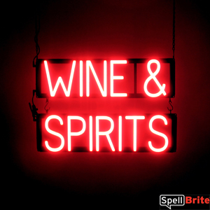 WINE & SPIRITS lighted LED signage that uses interchangeable letters to make business signs