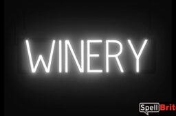 WINERY sign, featuring LED lights that look like neon WINERY signs