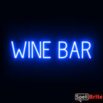 WINE BAR sign, featuring LED lights that look like neon WINE BAR signs
