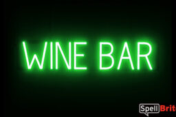 WINE BAR sign, featuring LED lights that look like neon WINE BAR signs