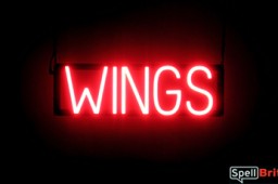 WINGS sign, featuring LED lights that look like neon WING signs