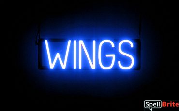 WINGS sign, featuring LED lights that look like neon WING signs