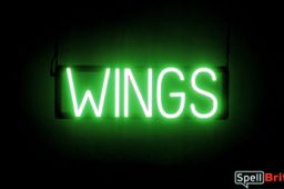 WINGS sign, featuring LED lights that look like neon WING signs