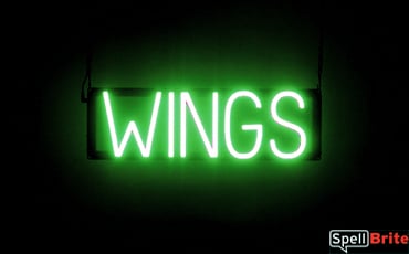 WINGS sign, featuring LED lights that look like neon WING signs