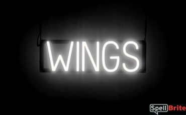 WINGS sign, featuring LED lights that look like neon WING signs