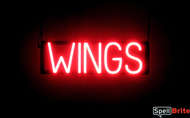 WINGS LED signage that is an alternative to neon illuminated signs for your restaurant