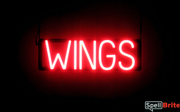 WINGS sign, featuring LED lights that look like neon WING signs