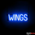 WINGS sign, featuring LED lights that look like neon WING signs