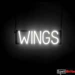 WINGS sign, featuring LED lights that look like neon WING signs