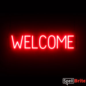 Red LED WELCOME Sign, Neon Sign Look with LED Lights