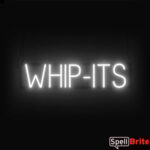 Whip-Its sign, featuring LED lights that
  look like neon Whip-Its signs