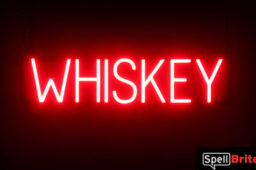WHISKEY sign, featuring LED lights that look like neon WHISKEY signs