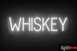 WHISKEY sign, featuring LED lights that look like neon WHISKEY signs
