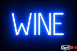 WINE sign, featuring LED lights that look like neon WINE signs