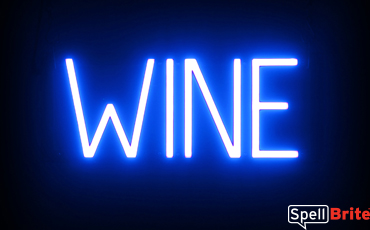 WINE Sign – SpellBrite’s LED Sign Alternative to Neon WINE Signs for Bars and Pubs in Blue